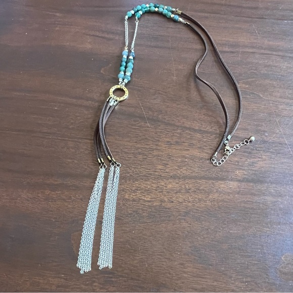 Lot of 5 Necklaces Faux Turquoise Leather Iris Apfel Style - Picture 7 of 11